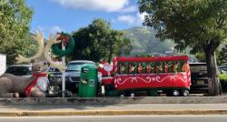 Christmas inflatables in Roadtown, Tortola, BVI: on the way to Bobby